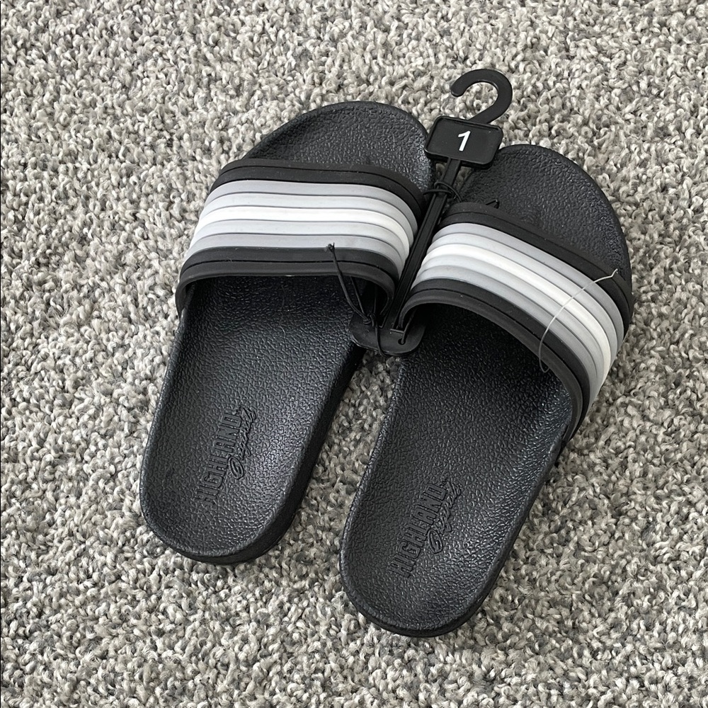Black & White Striped Slides